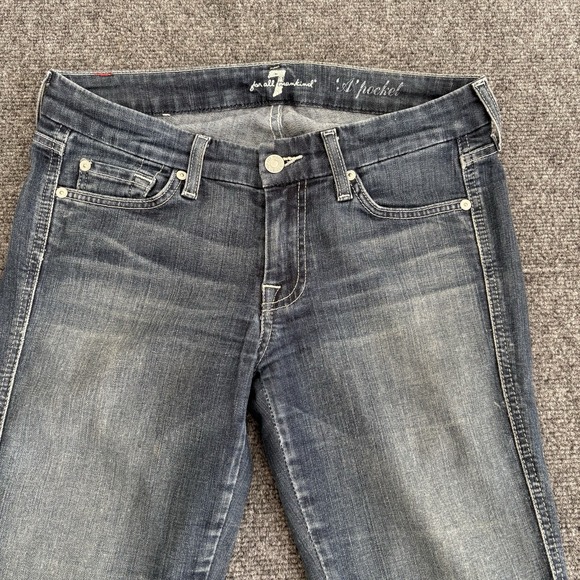 7 For All Mankind Jeans Women 27 Fits 30x33 Blue A Pocket Bootcut Denim Made USA - Picture 4 of 11